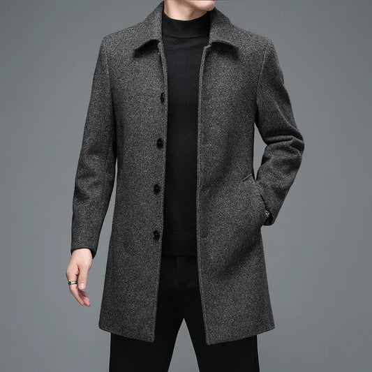 Quality Mens Over Coat Winter Jackets/Woolen Long Overcoat - The GoatFind Navy / M - Chest 40 inches, Navy / L - Chest 42.5 inches, Navy / L - Chest 44 inches, Navy / XL - Chest 45.6 inches, Navy / XL - Chest 47.2 inches, Navy / 2XL - Chest 48.8 inches, grey / M - Chest 40 inches, grey / L - Chest 42.5 inches, grey / L - Chest 44 inches, grey / XL - Chest 45.6 inches