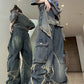 American Street Wide Bottom High Waist Jeans Denim Pants Womens Fashion - The GoatFind