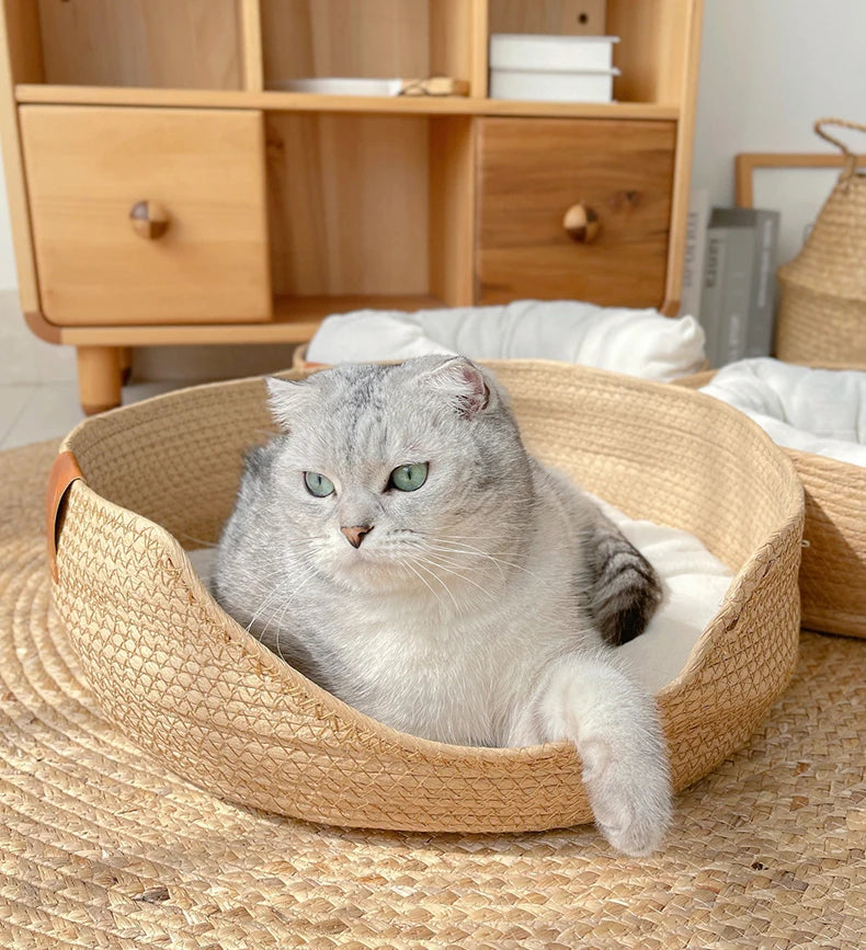 Bamboo Style Basket Sofa Cat Bed/Pet Bed/Small Dogs Nest Bed - The GoatFind Bed / S 32x32x13cm, Bed / M 38x38x15cm, Bed / L 45x45x17cm, With Mat / S 32x32x13cm, With Mat / M 38x38x15cm, With Mat / L 45x45x17cm, With Mat Pillow / S 32x32x13cm, With Mat Pillow / M 38x38x15cm, With Mat Pillow / L 45x45x17cm
