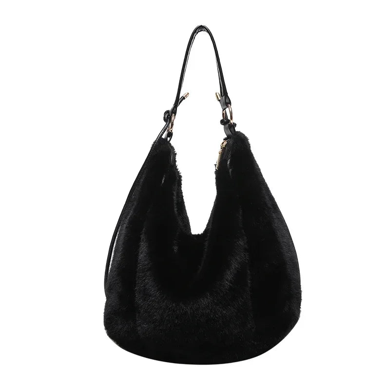 Versatile Plush Soft Shoulder Bags/Large Capacity Furry Handbags Tote - The GoatFind