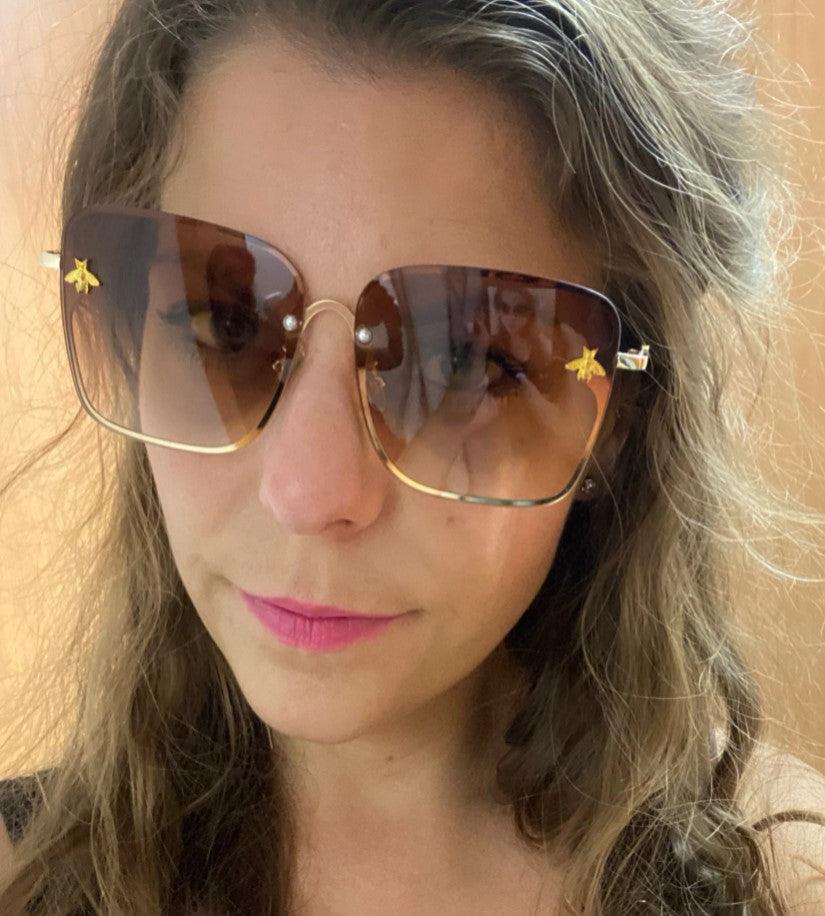 Bee Womens Square Sunglasses/Oversize Rimless Sunglasses Women - The GoatFind