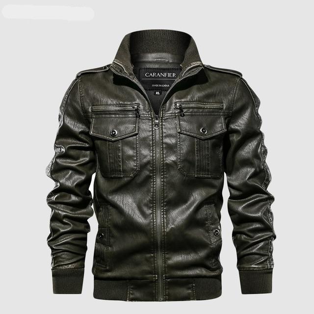 Classic Faux Leather Jacket/Biker Faux Leather Zipper Jacket - The GoatFind Black / S, Black / M, Black / L, Black / XL, Black / XXL, Black / XXXL, Army Green / S, Army Green / M, Army Green / L, Army Green / XL
