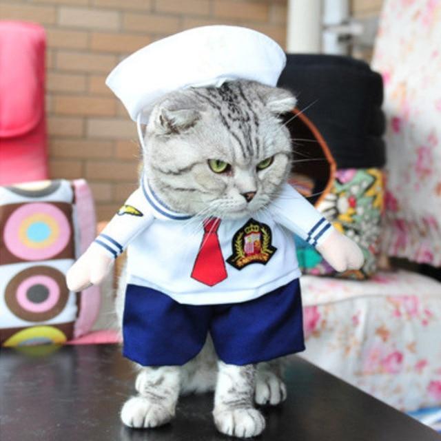 Costumes for Cats/Pirate Nurse Sailor Suit Cat Clothing Halloween Party The GoatFind Cat Sailor Clothes S 