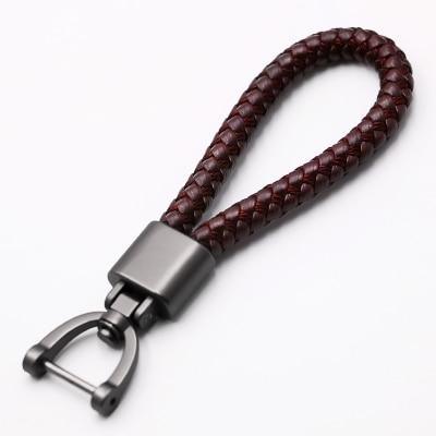 Hand Woven Horseshoe Buckle Leather Car Key Chain/Key Rings Holder - The GoatFind Light Pink, Deep Red, Brown, Black, Blue, Black X Red, Coffee, Pink, Black X White, Red