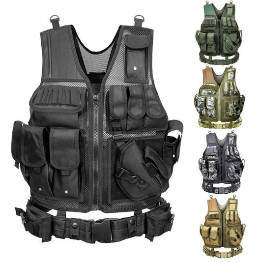 Mens Military Tactical Combat Vest/Hunting Vest Army Adjustable Outdoor - The GoatFind Green Camo, Khaki Sand, Camouflage, BLACK, Army Green, Yellow Military