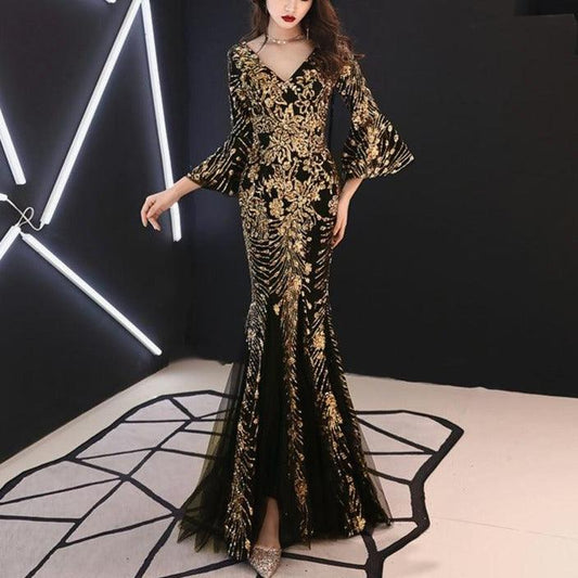 Premium Gold Sequins Mermaid Dress - The GoatFind Champagne / 2, Champagne / 4, Champagne / 6, Champagne / 8, Champagne / 10, Champagne / 12, Champagne / 14, Champagne / 16, Champagne / Custom Size, Champagne / 16W