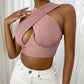 Women's Sexy Criss Cross Tank Tops/Front Cut Crop Tops - The GoatFind Pink / S, Pink / M, Pink / L, Pink / XL, Pink / XXL, Pink / XXXL, White / S, White / M, White / L, White / XL
