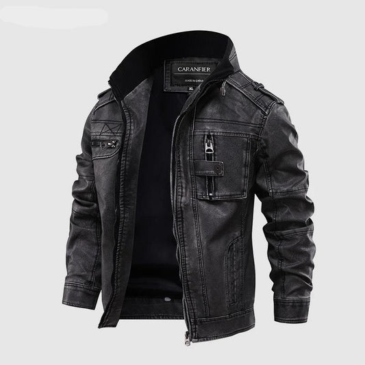 Stylish Mens Stand Collar Zipper Leather Jacket/Motorcycle Biker Faux PU Leather Coats - The GoatFind Gray / S, Gray / M, Gray / L, Gray / XL, Gray / XXL, Gray / XXXL, Gray / 4XL, Yellow / S, Yellow / M, Yellow / L