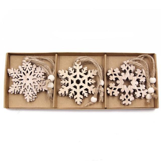 Vintage Wooden Pendants Ornaments Christmas Tree Decorations -12pcs in Box - The GoatFind Box-Bow Style, Box-Star Style, Box-Round Style, Box-Girl Angle Style, Box-Snowman Style, Box-Santa Style, Box-Boy Angle Style, Box-Deer Style, Box-Type A, Box-Snowflake D