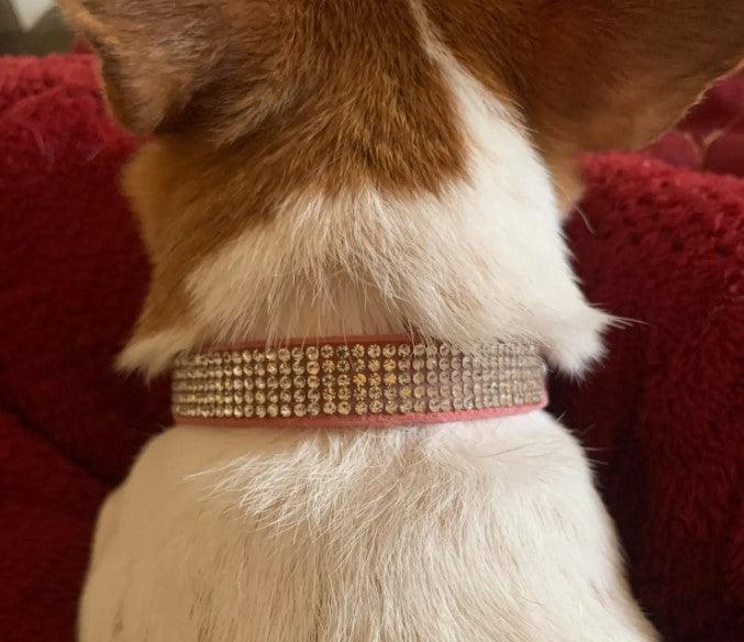 Suede Fiber Crystal Diamond Studded Bling Dog/Cat Fancy Collars Glitter Rhinestone