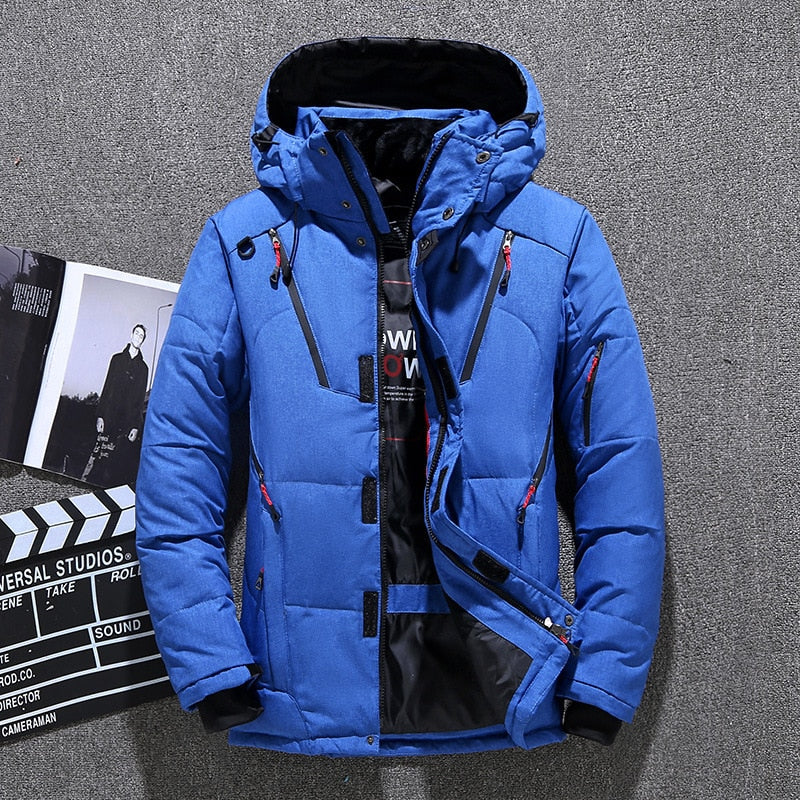 Mens White Duck Down Jacket Warm Hooded Thick Puffer Jacket Coat Male Casual High Quality Overcoat Thermal Winter Parka Men - The GoatFind