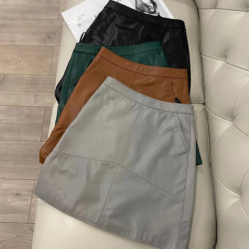 K POP Genuine Leather High Waist Mini Short Skirts with Plus Size Womens - The GoatFind Brown / XL, Brown / L, Brown / XXXL, Brown / XXL, Black / XL, Black / L, Black / XXXL, Black / XXL, Black / M, Black / S