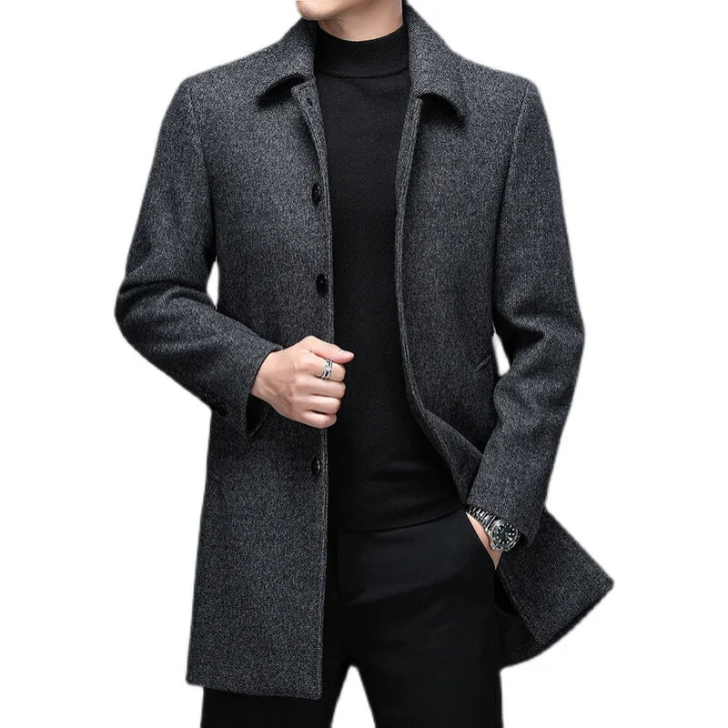 Quality Mens Over Coat Winter Jackets/Woolen Long Overcoat - The GoatFind Navy / M - Chest 40 inches, Navy / L - Chest 42.5 inches, Navy / L - Chest 44 inches, Navy / XL - Chest 45.6 inches, Navy / XL - Chest 47.2 inches, Navy / 2XL - Chest 48.8 inches, grey / M - Chest 40 inches, grey / L - Chest 42.5 inches, grey / L - Chest 44 inches, grey / XL - Chest 45.6 inches