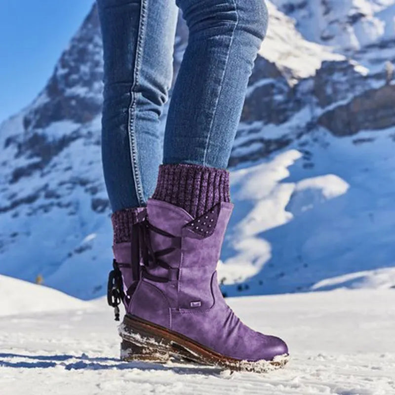 Winter Seude Leather Snow Boots for Women/Calf Length Shoes - The GoatFind