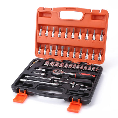 46pcs Car Repair Tool Kit Socket Set (Ratchet/Spanner/Wrench/Screwdriver) - The GoatFind