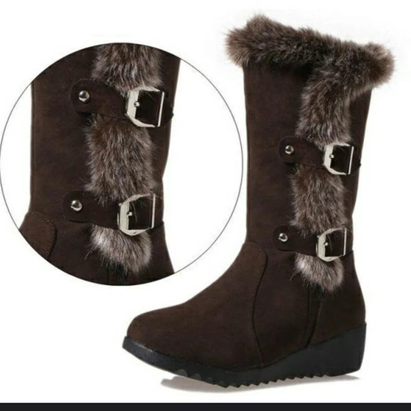 Alaskan Womens Warm Fur Mid-Calf Winter Snow Boots - The GoatFind Auburn / 5.5, Auburn / 6, Auburn / 6.5, Auburn / 7, Auburn / 7.5, Auburn / 8, Auburn / 8.5, Auburn / 9, black / 5.5, black / 6