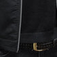 Mens Black Slim PU Leather Jacket- Stand Collar with Chain up - The GoatFind