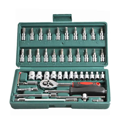 46pcs Car Repair Tool Kit Socket Set (Ratchet/Spanner/Wrench/Screwdriver) - The GoatFind