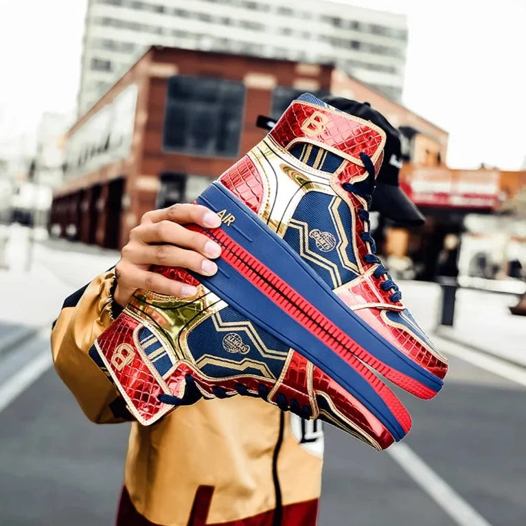 RED IRON High Top Gold Sneakers Men/Women/Youth Shoes - The GoatFind