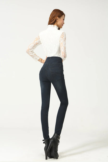 High Waist Skinny Winter Jeans with thick warm fleece for Women - The GoatFind