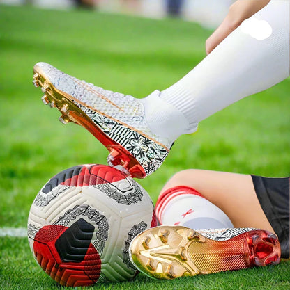 CR High Top Golden Soccer Cleats/Gold Plated Soles - The GoatFind