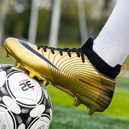 Golden Boots Chirstiano Ronaldo Style Soccer Cleats Kids Youth Indoor/FG - The GoatFind