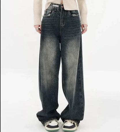 Womens Loose Wide leg Denim Jeans/Japanese Streetwear Baggy Fashion - The GoatFind