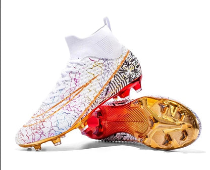 CR High Top Golden Soccer Cleats/Gold Plated Soles - The GoatFind