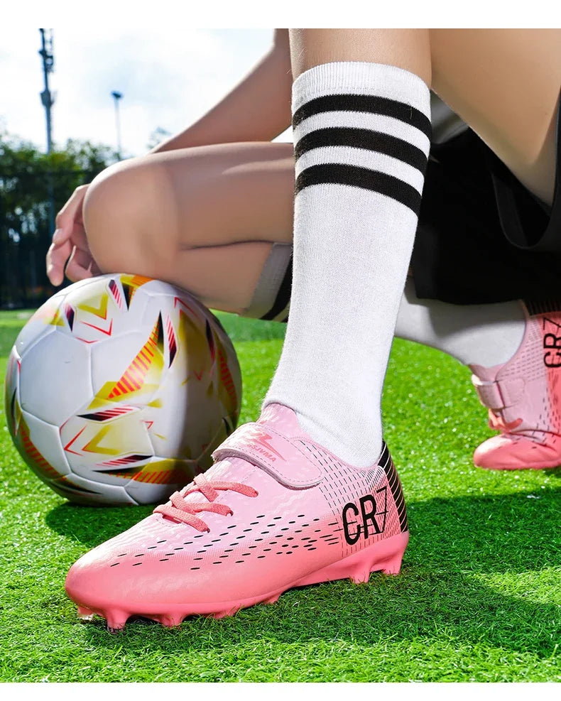 New CR7 Style Children Soccer Shoes | Cleats Ronaldo Style FG TURF Kids