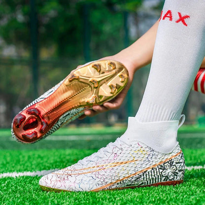 CR High Top Golden Soccer Cleats/Gold Plated Soles - The GoatFind