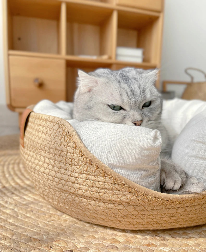 Bamboo Style Basket Sofa Cat Bed/Pet Bed/Small Dogs Nest Bed - The GoatFind