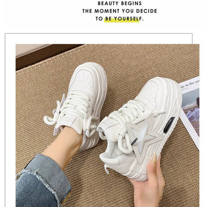 Flying Star Women's Pink Sneakers Shoes/Thick Sole Designer Platform - The GoatFind