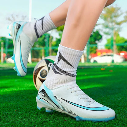 New Ronaldo Style CR Soccer Cleats/High Top TF/FG Shoes Adult/Youth - The GoatFind