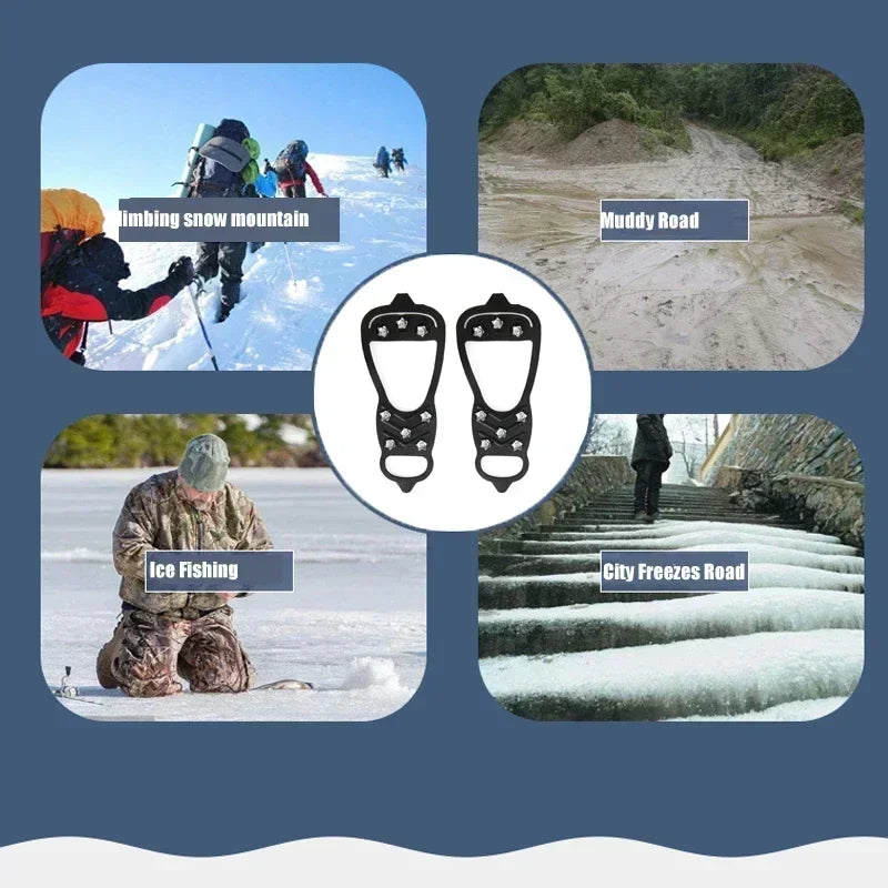 8 Teeth Ice Gripper Spike for Shoes/Anti-Slip/Hiking/Climbing Snow