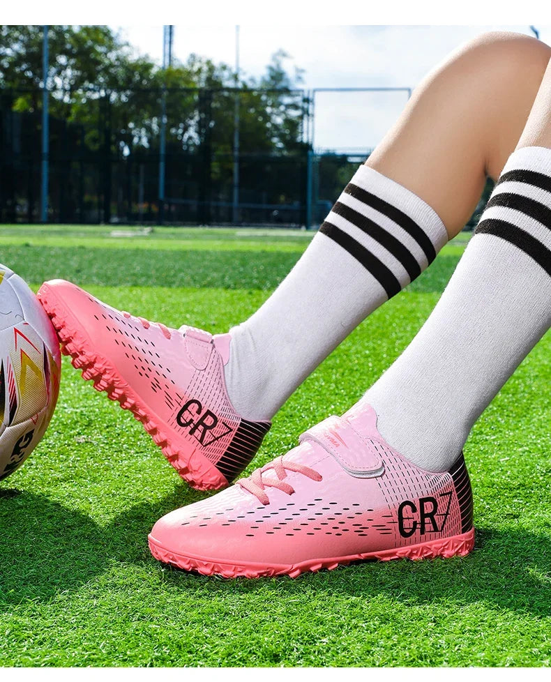 New CR7 Style Children Soccer Shoes | Cleats Ronaldo Style FG TURF Kids