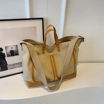 Multi Pockets Canvas Large Tote Bags/Shopper Shoulder Bag For Women - The GoatFind