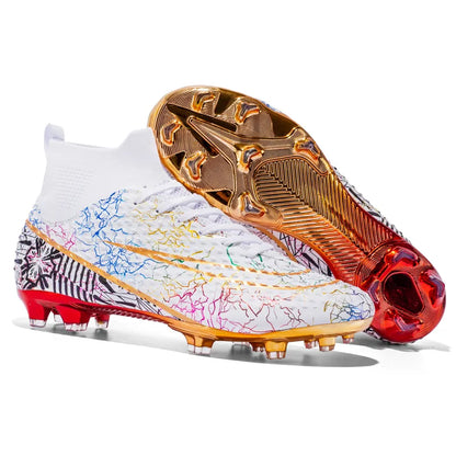 CR High Top Golden Soccer Cleats/Gold Plated Soles - The GoatFind