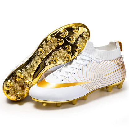 Golden Boots Chirstiano Ronaldo Style Soccer Cleats Kids Youth Indoor/FG - The GoatFind