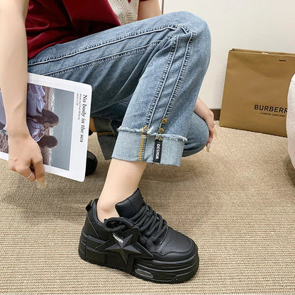 Flying Star Women's Pink Sneakers Shoes/Thick Sole Designer Platform - The GoatFind