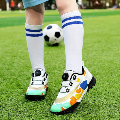 Indoor Kid's Soccer Shoes with auto lace/Training Shoes Non Slip Messi - The GoatFind