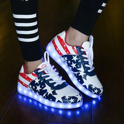 Luminous Light Up LED Sneakers/Glowing Tron Unisex Rechargeable Couple's Shoes - The GoatFind