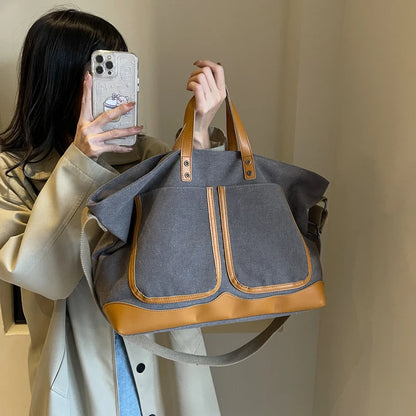 Multi Pockets Canvas Large Tote Bags/Shopper Shoulder Bag For Women - The GoatFind