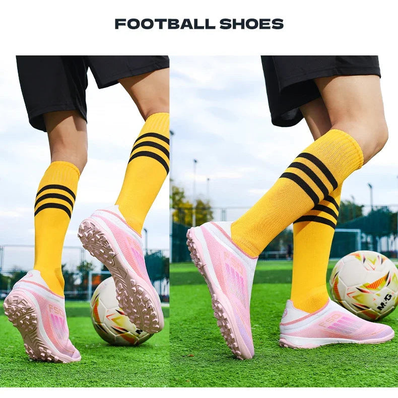 Lamine Yamal Style Laceless Soccer Shoes Cleats FG TF Youth Adult