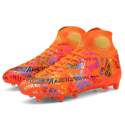 RoughSkin Dual Color Soccer Cleats with Laces/Ankle Support - The GoatFind Orange AG / 4 Y/M, Orange AG / 4.5 Y/M, Orange AG / 5 Y/M, Orange AG / 5.5 Y/M, Orange AG / 6 Y/M, Orange AG / 6.5 Y/M, Orange AG / 7 Y/M, Orange AG / 7.5, Orange AG / 8, Orange AG / 8.5