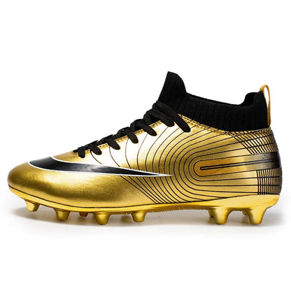 Golden Boots Chirstiano Ronaldo Style Soccer Cleats Kids Youth Indoor/FG - The GoatFind