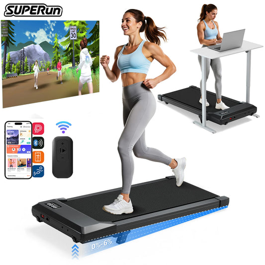 Quiet Walking Pad Portable Foldable 6% Slope Under Desk Treadmills LED Display