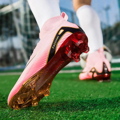 New Youth Soccer Cleats/Gold Mirror Bottom/CR7 Ronaldo Shoes TF/FG - The GoatFind