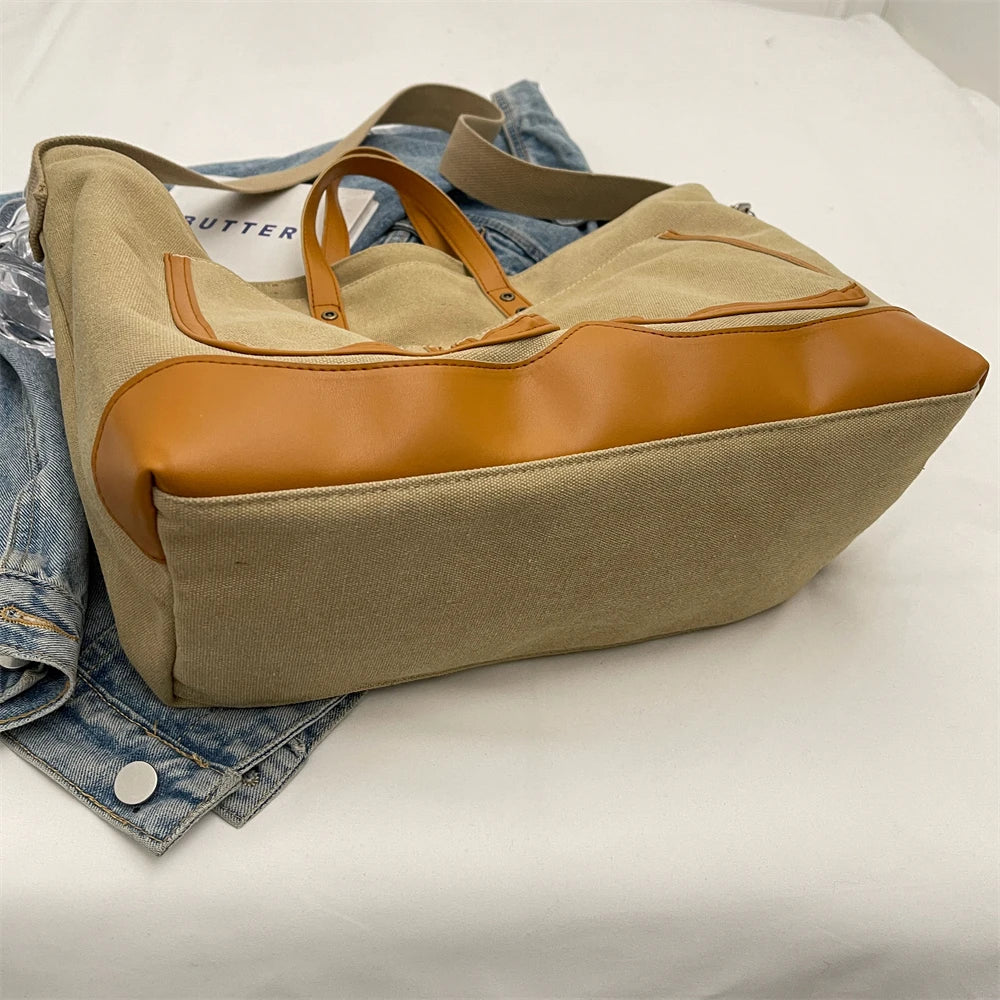 Multi Pockets Canvas Large Tote Bags/Shopper Shoulder Bag For Women - The GoatFind