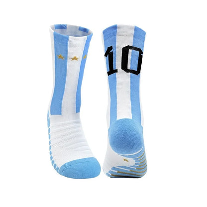 Messi/Ronaldo Soccer Socks with Number 10/7 Kids/Adult Football Socks - The GoatFind