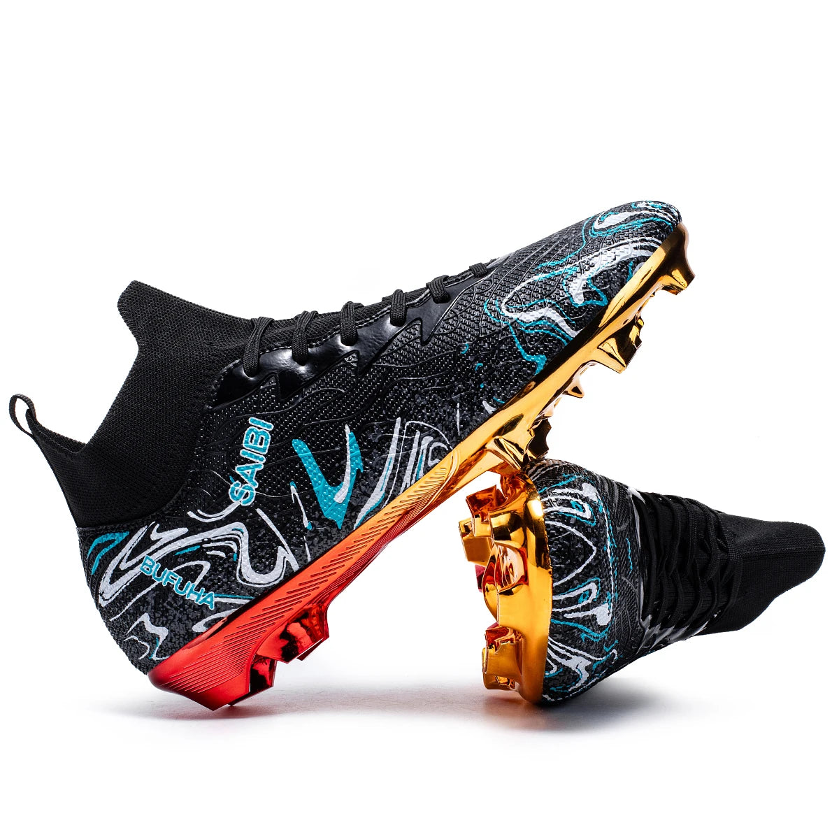 Premium Gold Metal Plated Bottom Soccer Cleats Ronaldo Messi Shoes Style